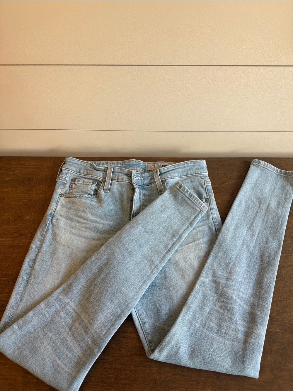 Ag Adriano Goldschmied Light Blue High-Rise Slim Jeans
